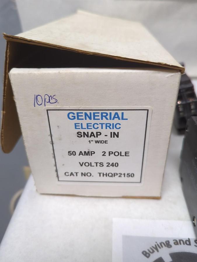 Used GENERAL ELECTRIC,THQP2150,CIRCUIT BREAKER 50 AMP 2-POLE LOT OF 10 PRE-OWNED