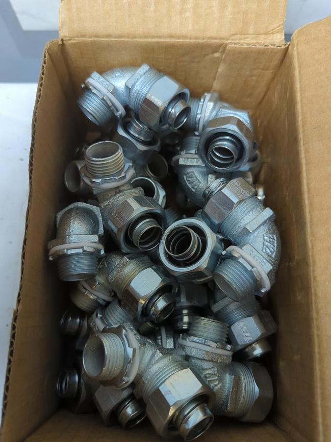 APPLETON,ST9050,1/2 INCH 90 DEG CONDUIT CONNECTORS BOX OF 25 NEW
