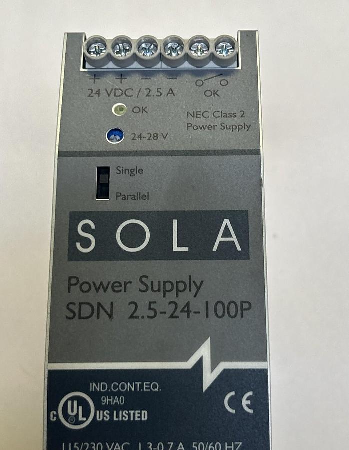 Used EMERSON SOLA HD,SDN2.5-24-100P,POWER SUPPLY 2.5 AMP 24 VDC
