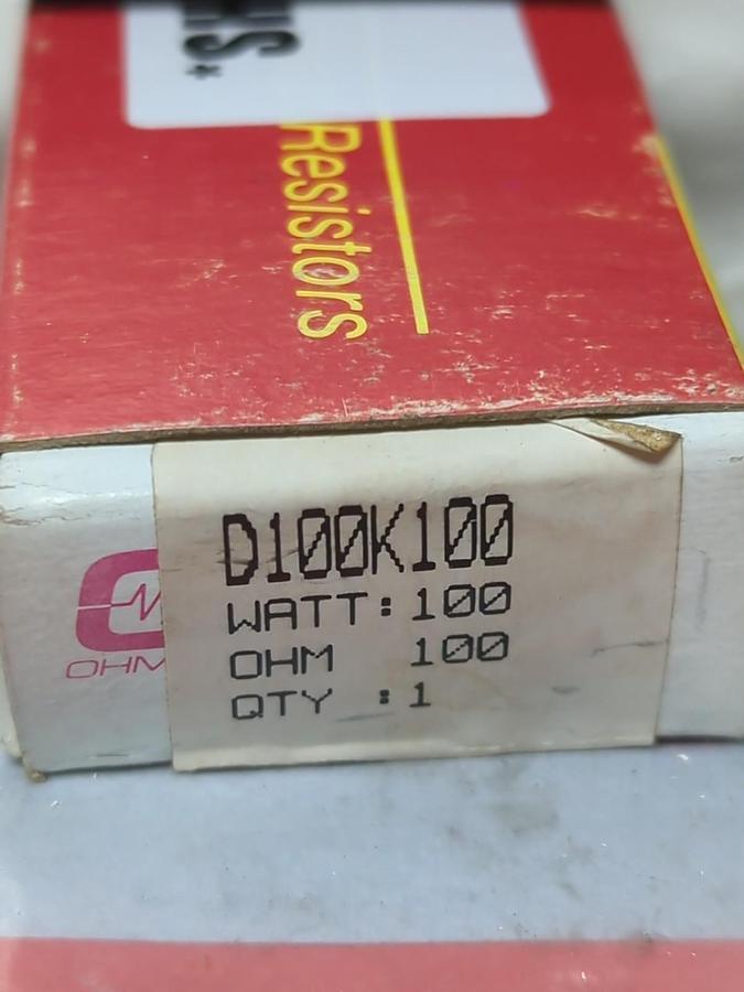 OHMITE,D100K100,RESISTOR 100 OHM 100 WATT NOS