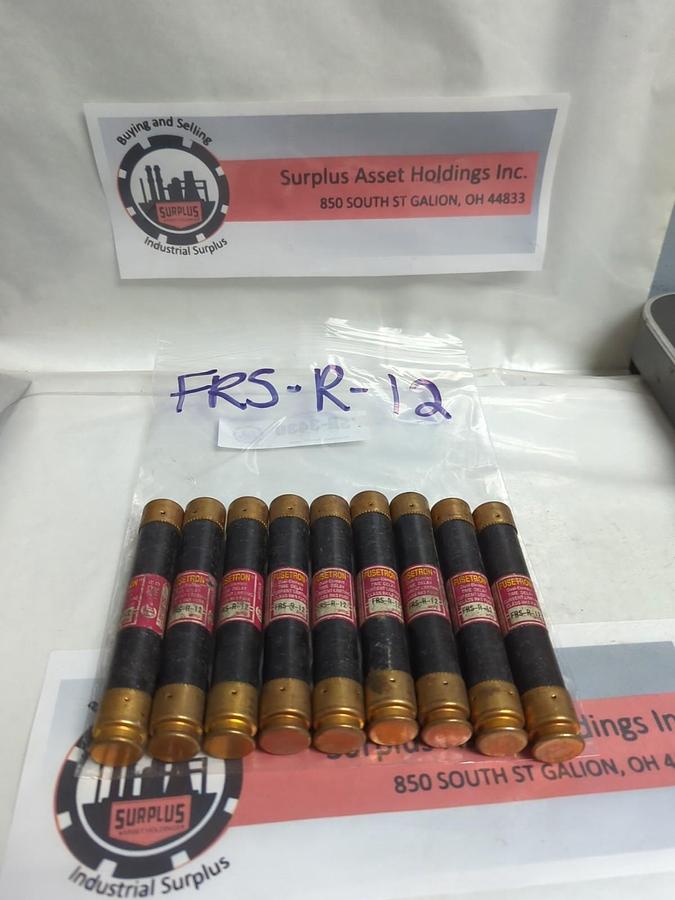 Used COOPER BUSSMANN,FRS-R-12,FUSETRON 12 AMP FUSE LOT OF 9 PRE-OWNED