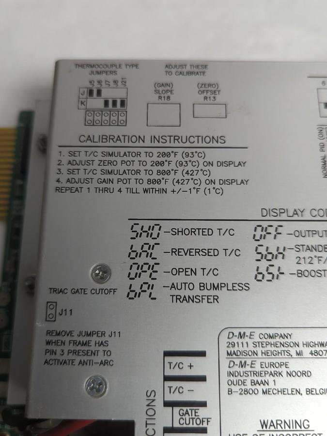 Used D-M-E,SSM-15-12,TEMPERATURE CONTROLLER 240VAC 15 AMP PRE-OWNED