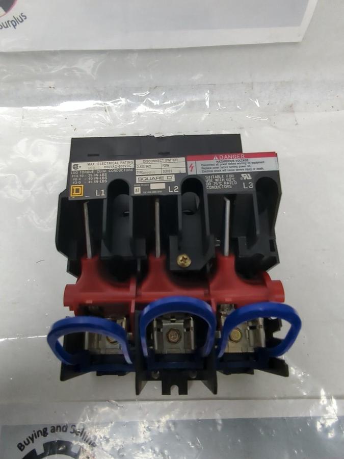 Used SQUARE D,9422 FTCF33,DISCONNECT 30 AMP 600VAC-600VDC NOS
