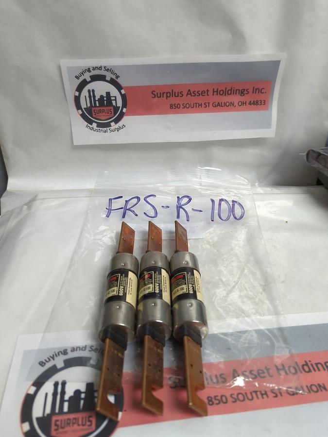 Used COOPER BUSSMANN,FRS-R-100,FUSETRON 100 AMP FUSE LOT OF 3 PRE-OWNED