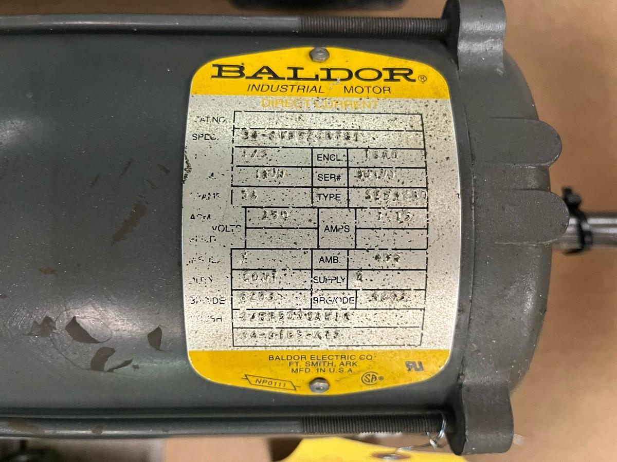 Used BALDOR,1/3HP,DC MOTOR 1800RPM .33HP 250VDC FRAME 56