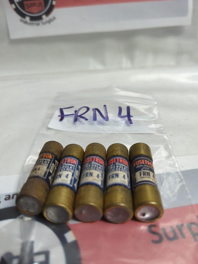 Used COOPER BUSSMANN,FRN-4,FUSETRON 4 AMP FUSE LOT OF 5 PRE-OWNED