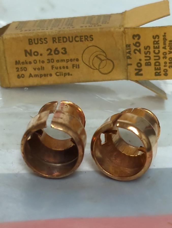 BUSSMANN,263,FUSE REDUCER SET 60 TO 30AMP 250 VOLT LOT OF 2 SETS NOS