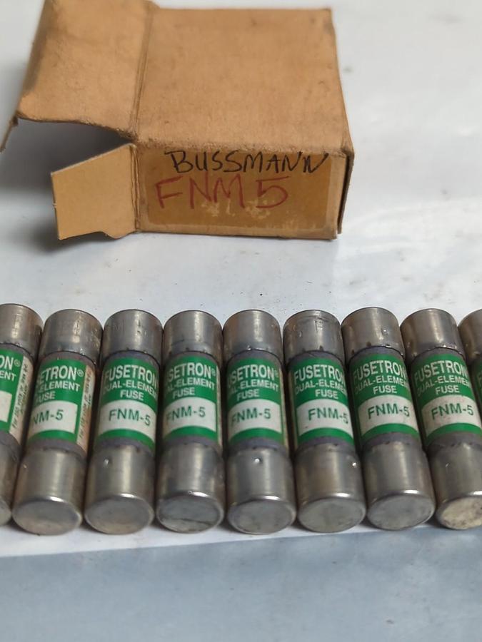 COOPER BUSSMANN,FNM5,FUSETRON 5 AMP FUSES BOX OF 10 NOS