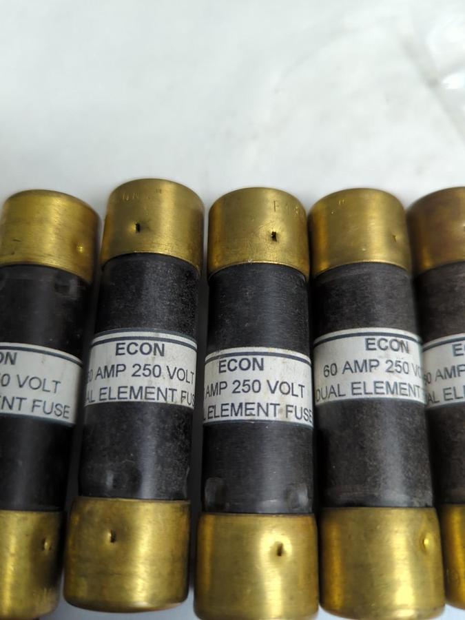 Used ECON,F16B250V60A,FUSE 60 AMP 250 VOLT LOT OF 5 PRE-OWNED