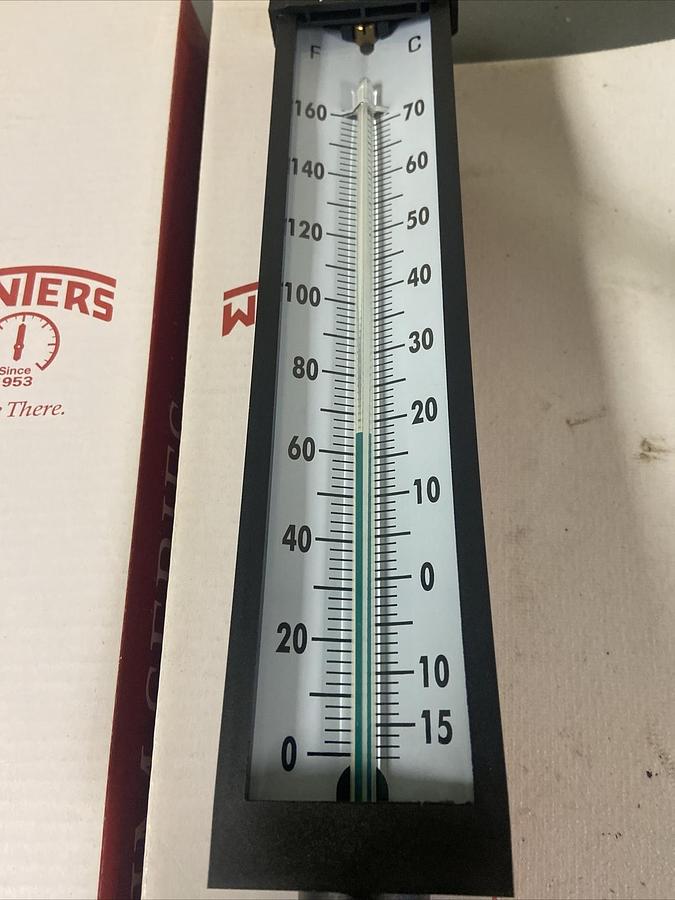 Used Winters,TIM103,Thermometer Analog 0-160 Deg 3/4 IN NPT 9 IN Length  Lot of 2