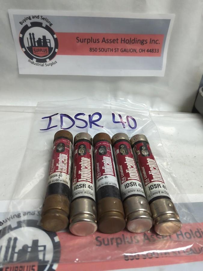 Used LITTELFUSE,IDSR40,INDICATOR FUSE 40 AMP LOT OF 5 PRE-OWNED