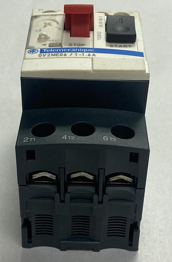 Used TELEMECANIQUE,GV2ME06,MOTOR CIRCUIT BREAKER 1-1.6A 3P