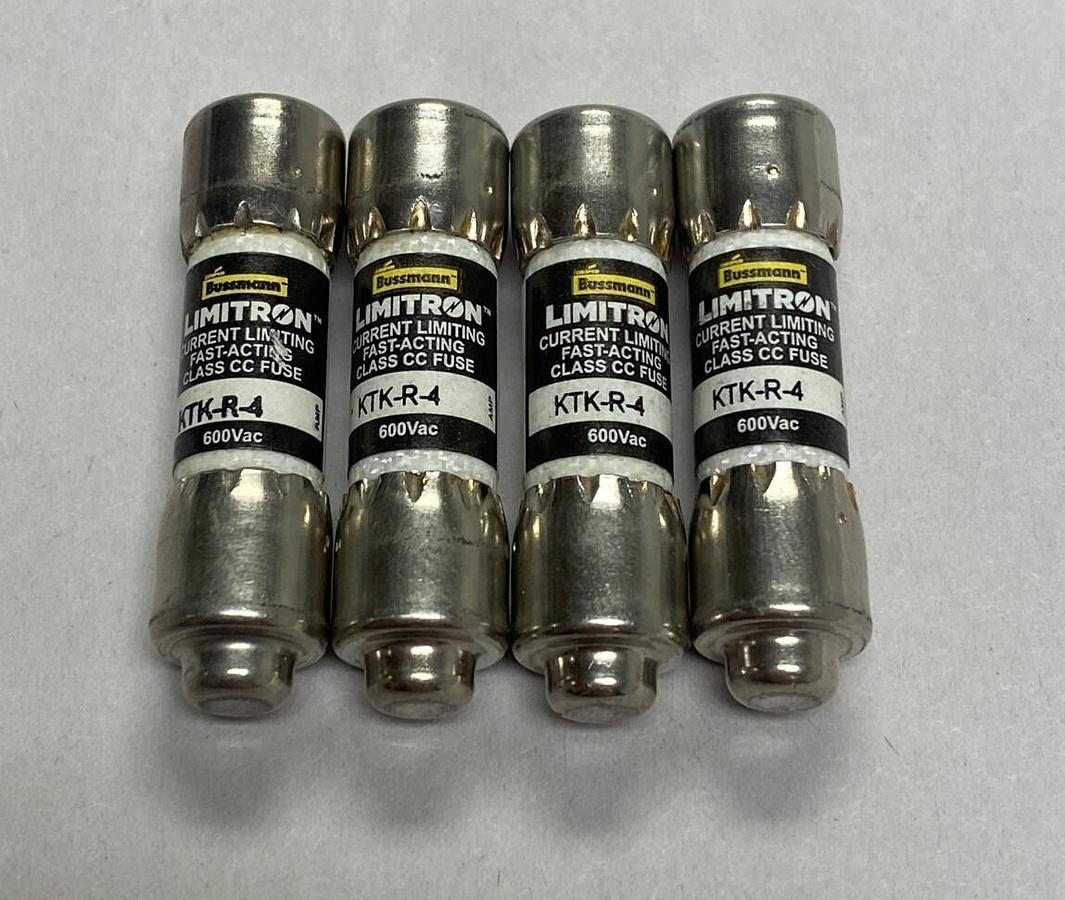 COOPER BUSSMANN,KTK-R-4,LIMITRON 4 AMP FUSE LOT OF 4 NEW NO BOX
