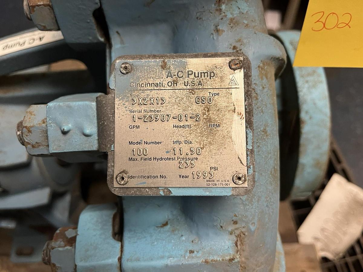 Used ITT,CSO,A-C PRO CENTRIFUGAL PUMP SIZE 3X2X13