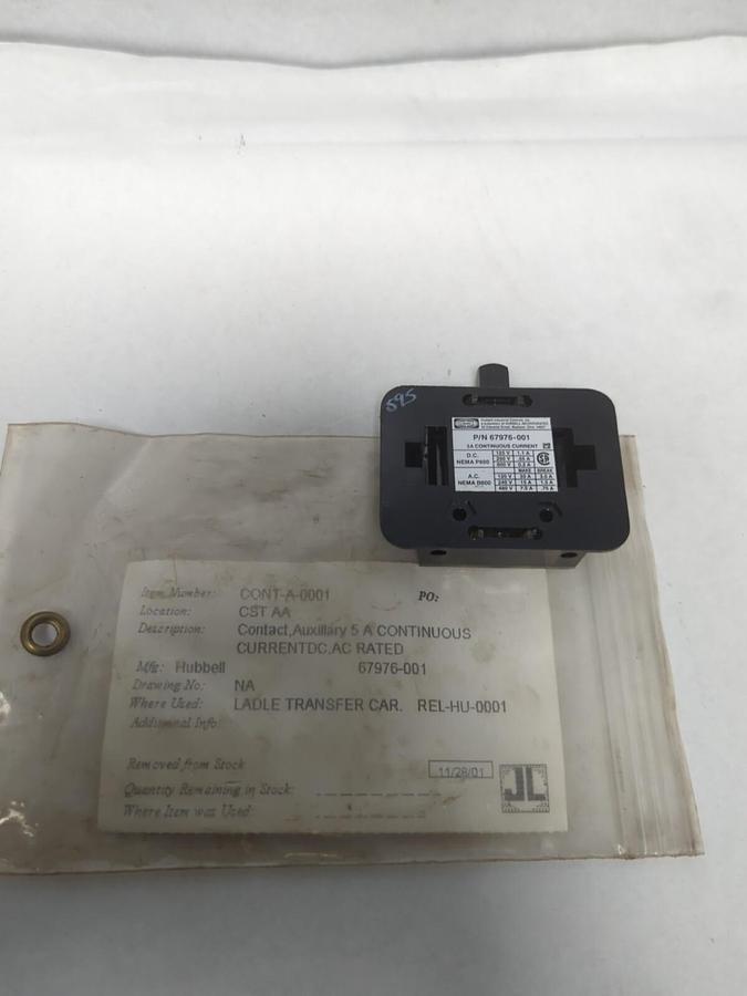 HUBBELL,67976-001,AUXILLIARY CONTACT BLOCK 5A CONTINUOUS  NOS