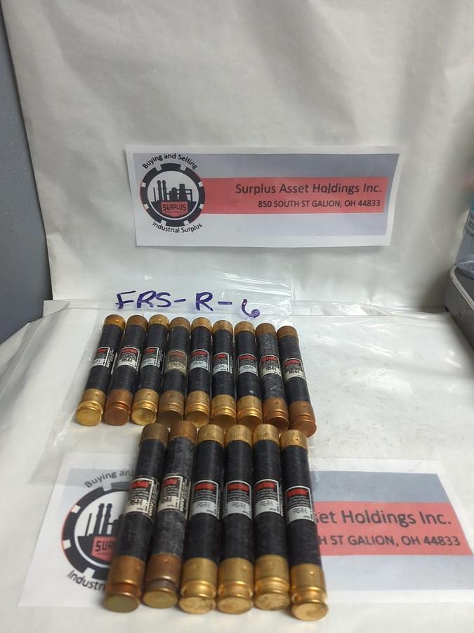 Used COOPER BUSSMANN,FRS-R-6,FUSETRON 6 AMP FUSE LOT OF 15 PRE-OWNED