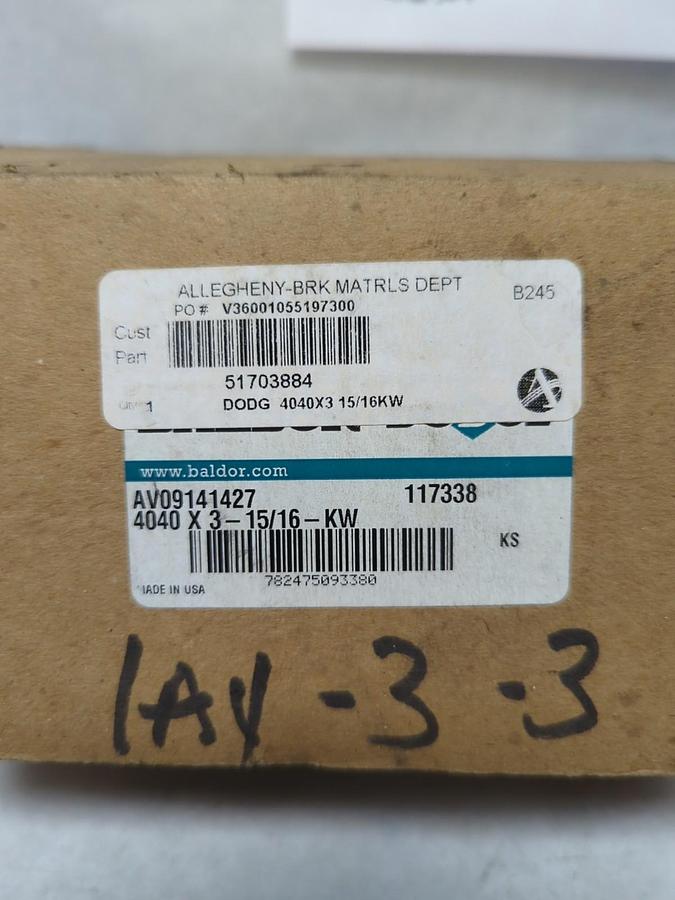DODGE,117338,TAPER-LOCK BUSHING 4040 X 3-15/16 KW NOS