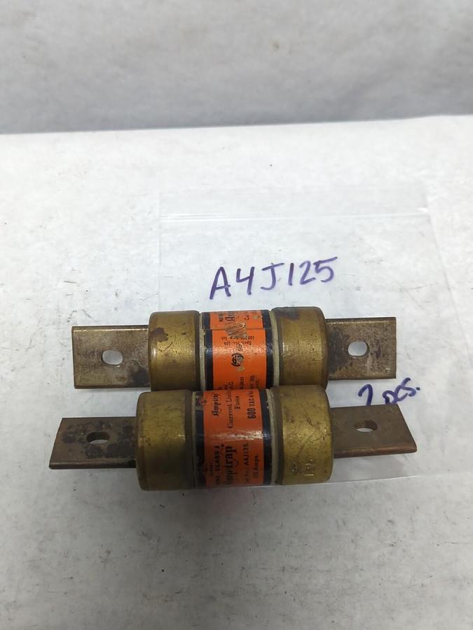 Used CHASE SHAWMUT,A4J125,AMP-TRAP 125 AMP FUSE LOT OF 2 PRE-OWNED