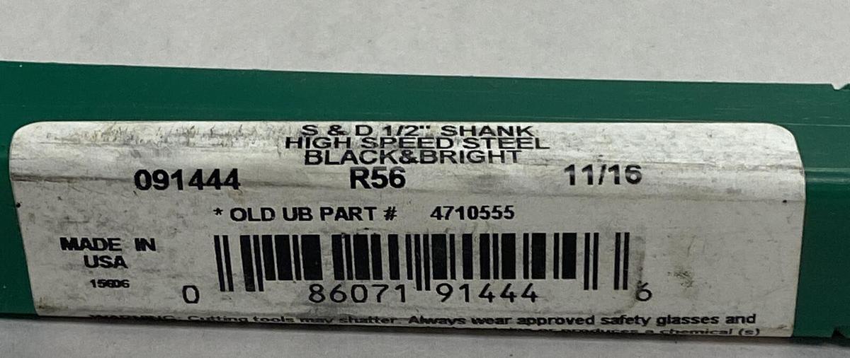 Used Precision,091444 S&D,1/2 I Shank High Speed Steel Black and Bright R56 11/16 New