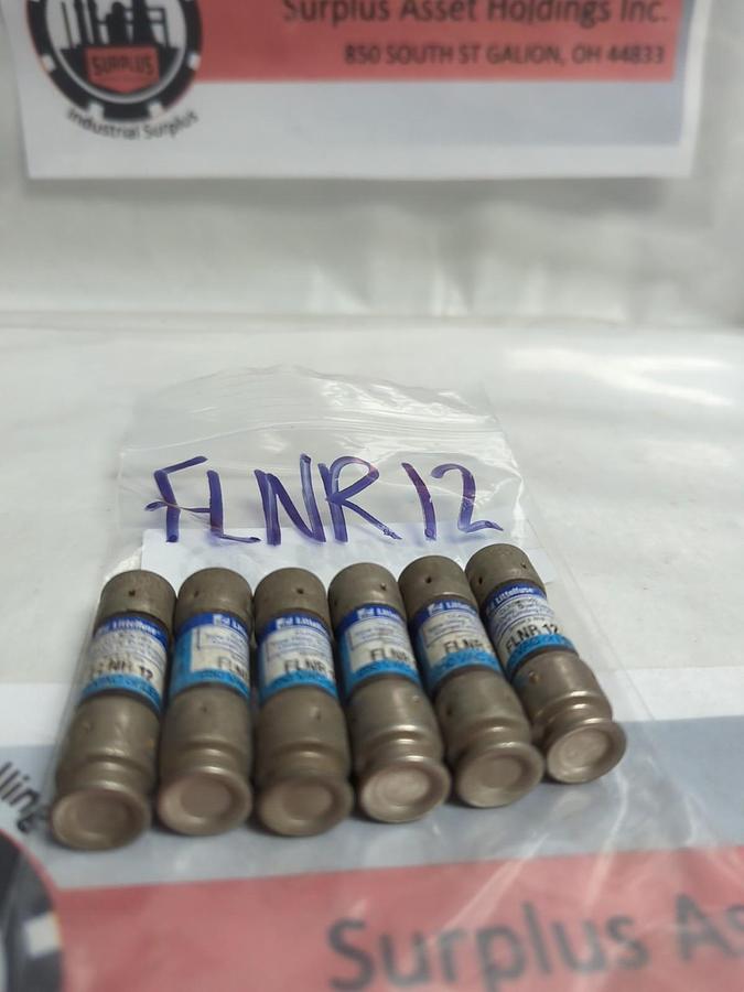 Used LITTELFUSE,FLNR12,TIME-DELAY 12 AMP FUSE LOT OF 6 PRE-OWNED