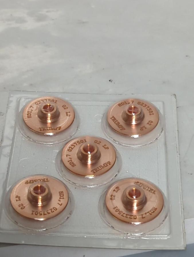 TRUMPF,0237501,CHROME PLATED LASER MACHINE NOZZLE 1.7MM/M8/ECE PACK OF 5 NOS