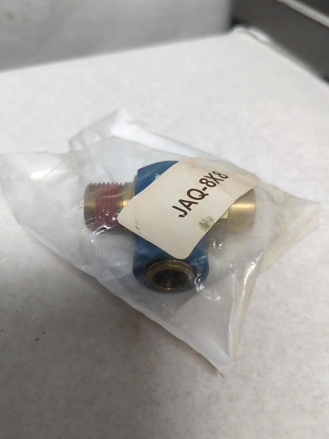 ALKON,JAQ-8X8,RIGHT ANGLE PNEUMATIC FLOW CONTROL VALVE 1/2 IN OD TUBE 1/2 IN NOS