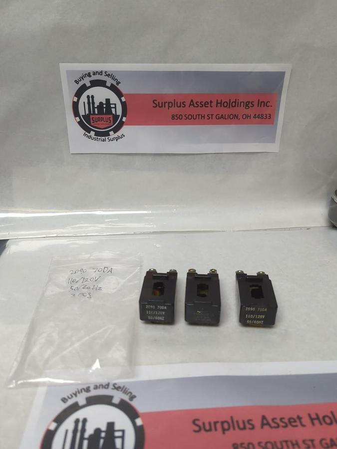 Used TELEMACANIQUE,2090 70DA,COIL 110/120V 50/60HZ LOT OF 3 PRE-OWNED
