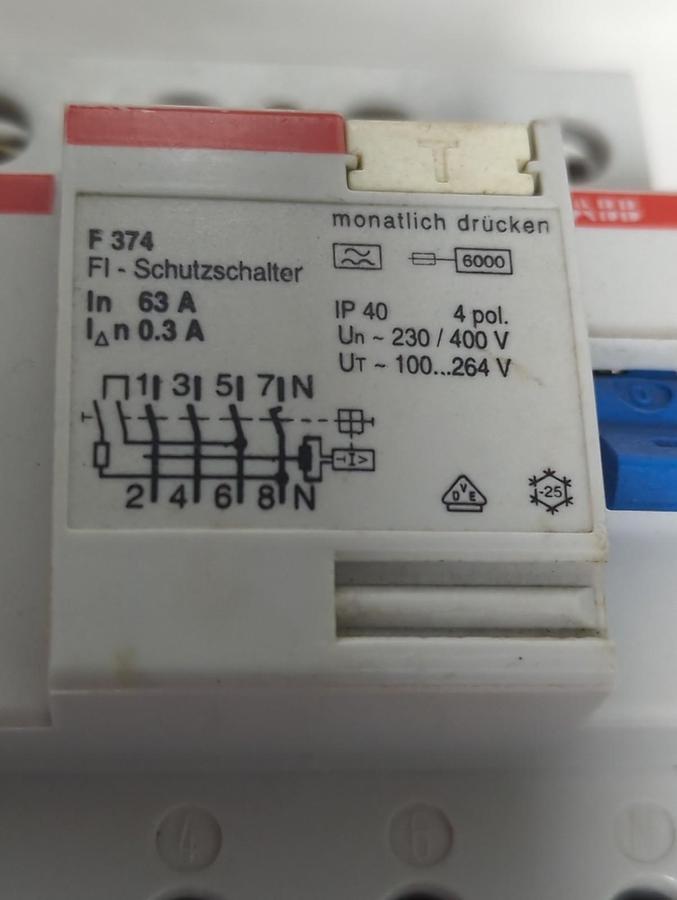 Used ABB,F374,CIRCUIT BREAKER 4-POLE 63 AMP PRE-OWNED