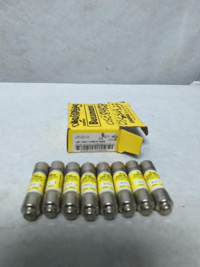 COOPER BUSSMANN,LP-CC-3,LOW-PEAK 3 AMP FUSES BOX OF 8 NOS
