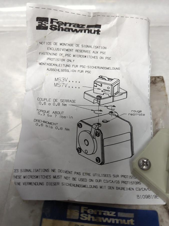 FERRAZ SHAWMUT,MS 7V1 9BS,MICROCONTACT MICROSWITCH NOS
