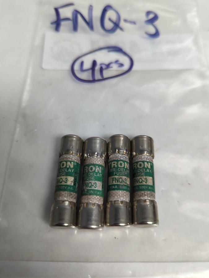 Used COOPER BUSSMANN,FNQ-3,TRON 3 AMP FUSE LOT OF 4 PRE-OWNED