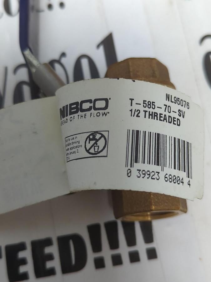 NIBCO,T-585-70-SV,1/2 INCH THREADED SAFETY VENT VALVE W/ LOCKING HANDLE BOX OF 6