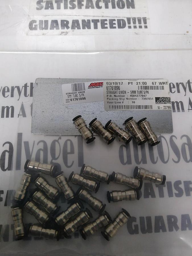 UNBRANDED,61761896,TUBE STRAIGHT UNION 5MM OD NICKLE PLATED BRASS LOT OF 25