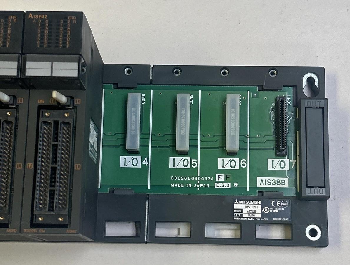 Used MITSUBISHI,A1S61PN,RACK ASSEMBLY W/ A2SHCPU A1SX42 A1SY42