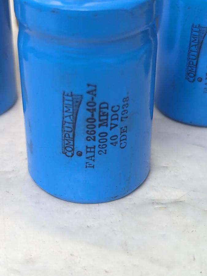 Used COMPUTAMITE,FAF2600-40-A1,CAPACITOR 2600MFD 40VDC LOT OF 5 PRE-OWNED