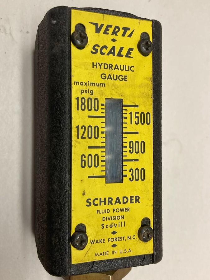 Schrader Bellows,1800-300,Vert Scale Hydraulic Gauge