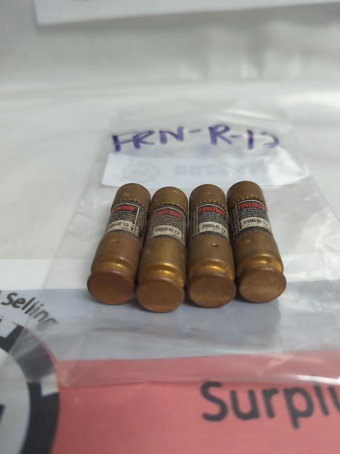 Used COOPER BUSSMANN,FRN-R-12,FUSETRON 12 AMP FUSE LOT OF 4 PRE-OWNED