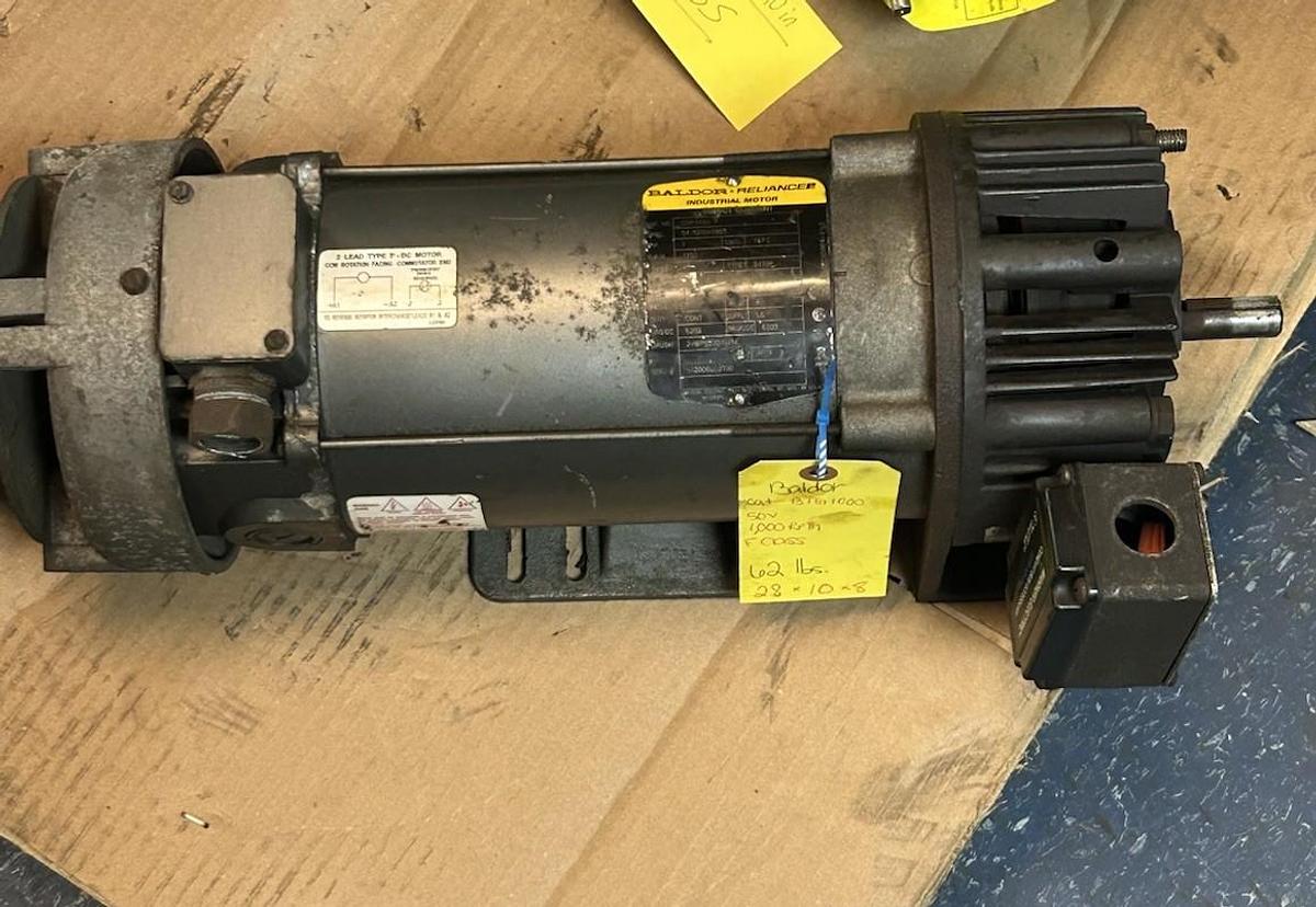 Used BALDOR,CDP3455,DC MOTOR 1HP 1750RPM W/ BTG1000 TACHOMETER 50V 1000RPM