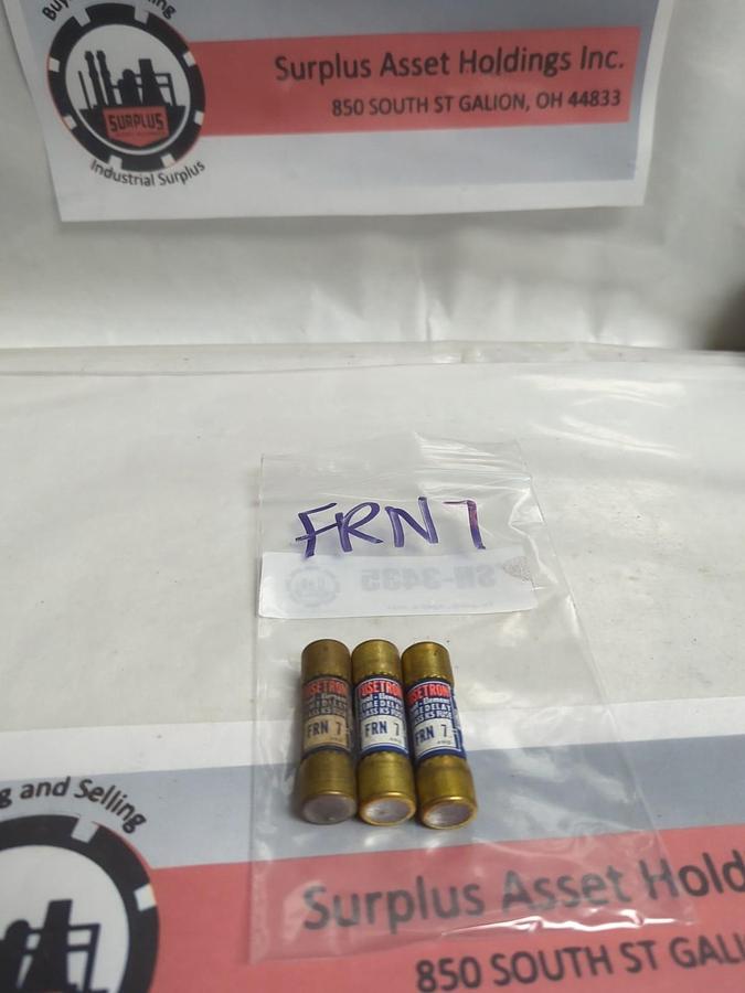 Used COOPER BUSSMANN,FRN-7,FUSETRON 7 AMP FUSE LOT OF 3 PRE-OWNED