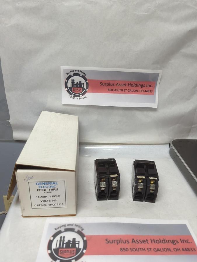 Used GENERAL ELECTRIC,THQC2115,CIRCUIT BREAKER 15 AMP 2-POLE LOT OF 2 PRE-OWNED