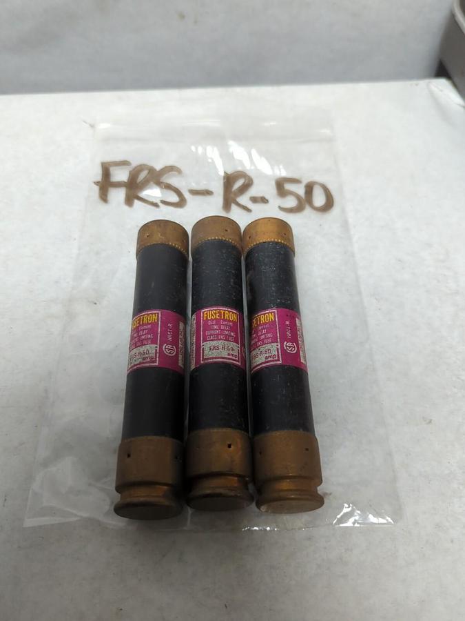 COOPER BUSSMANN,FRS-R-50,FUSETRON 50 AMP FUSE LOT OF 3 NOS