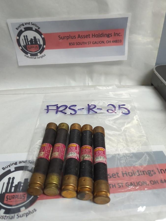 Used COOPER BUSSMANN,FRS-25,FUSETRON 25 AMP FUSE LOT OF 5 PRE-OWNED