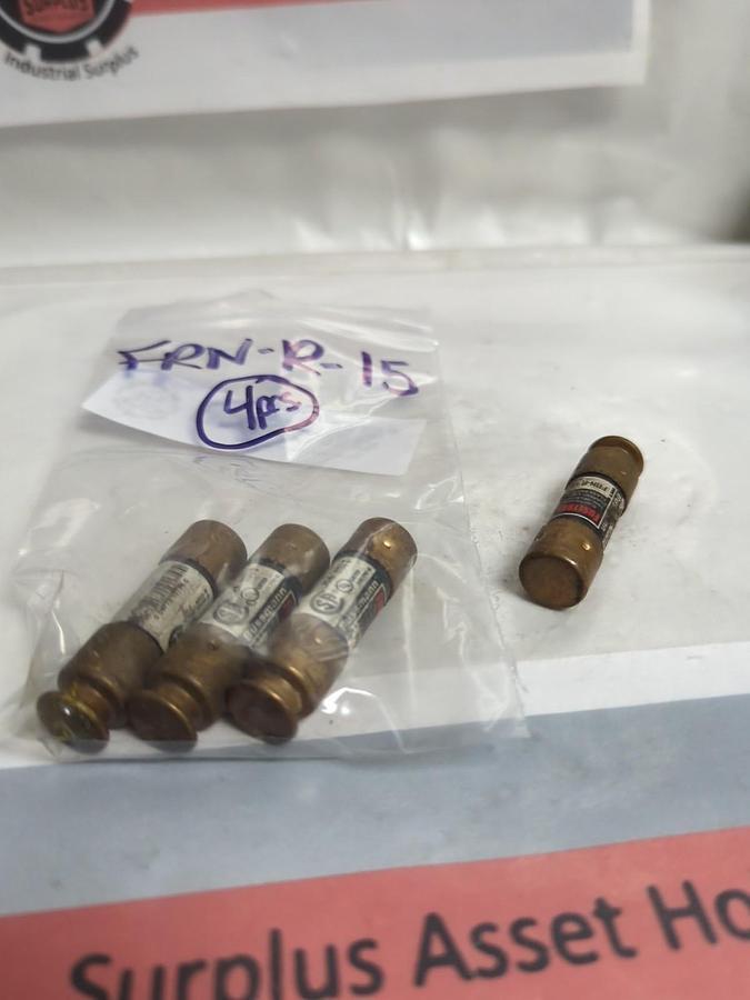 Used COOPER BUSSMANN,FRN-R-15,FUSETRON 15 AMP FUSE LOT OF 4 PRE-OWNED