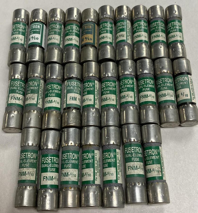 Cooper Bussmann,FNM-6/10,Fusetron Fuse Lot Of 27