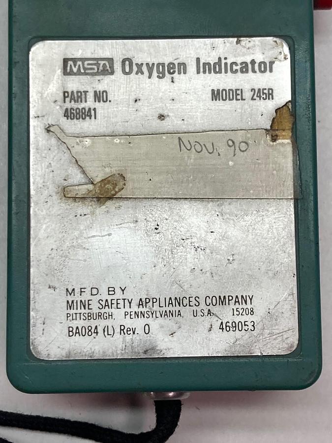 Used MSA Oxygen Indicator,Model 245R,Portable Mine Safety Appliance