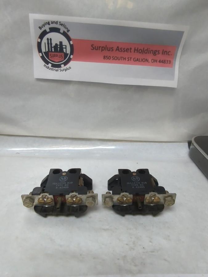 ALLEN BRADLEY,X-42405,TYPE B3 OVERLOAD RELAY LOT OF 2 USED
