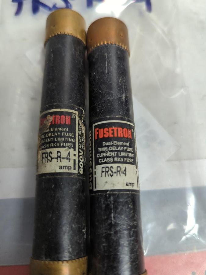 Used COOPER BUSSMANN,FRS-R-4,FUSETRON 4 AMP FUSE LOT OF 2 PRE-OWNED
