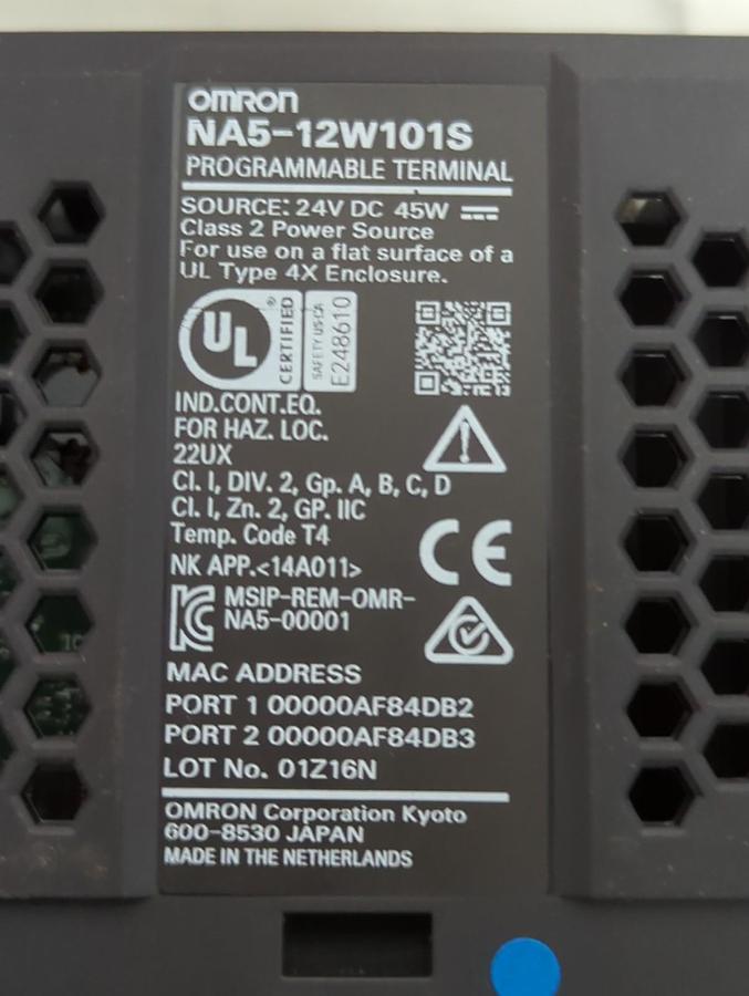 Used OMRON,NA5-12W101S,PROGRAMMABLE TERMINAL TOUCH PANEL 24V DC 45W PRE-OWNED