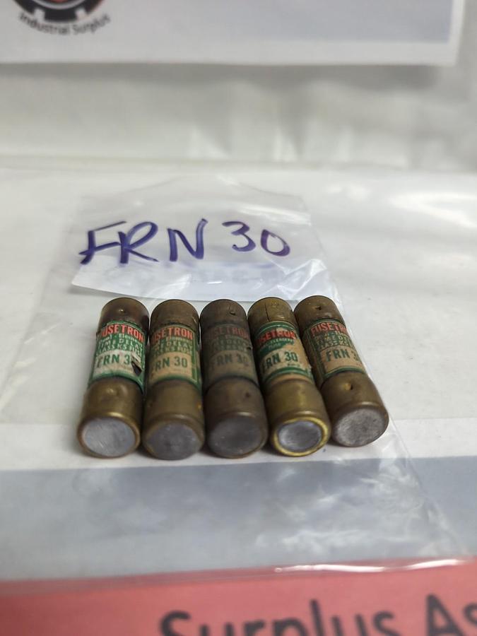 Used COOPER BUSSMANN,FRN30,FUSETRON 30 AMP FUSE LOT OF 5 PRE-OWNED