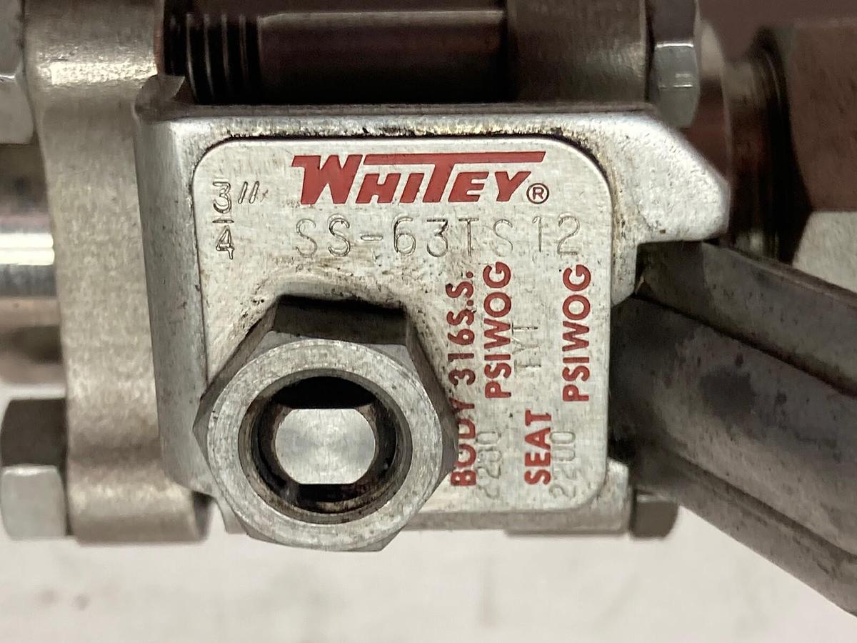 Used Whitey,SS-63TS12,Stainless Steel Ball Valve